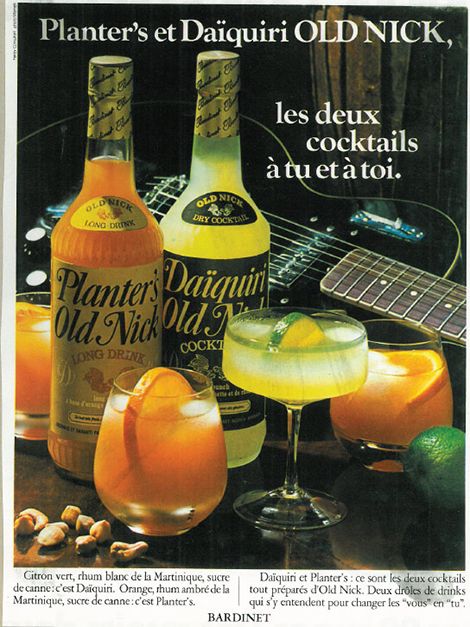 Publicité Old Nick planteur et daïquiri, 1973